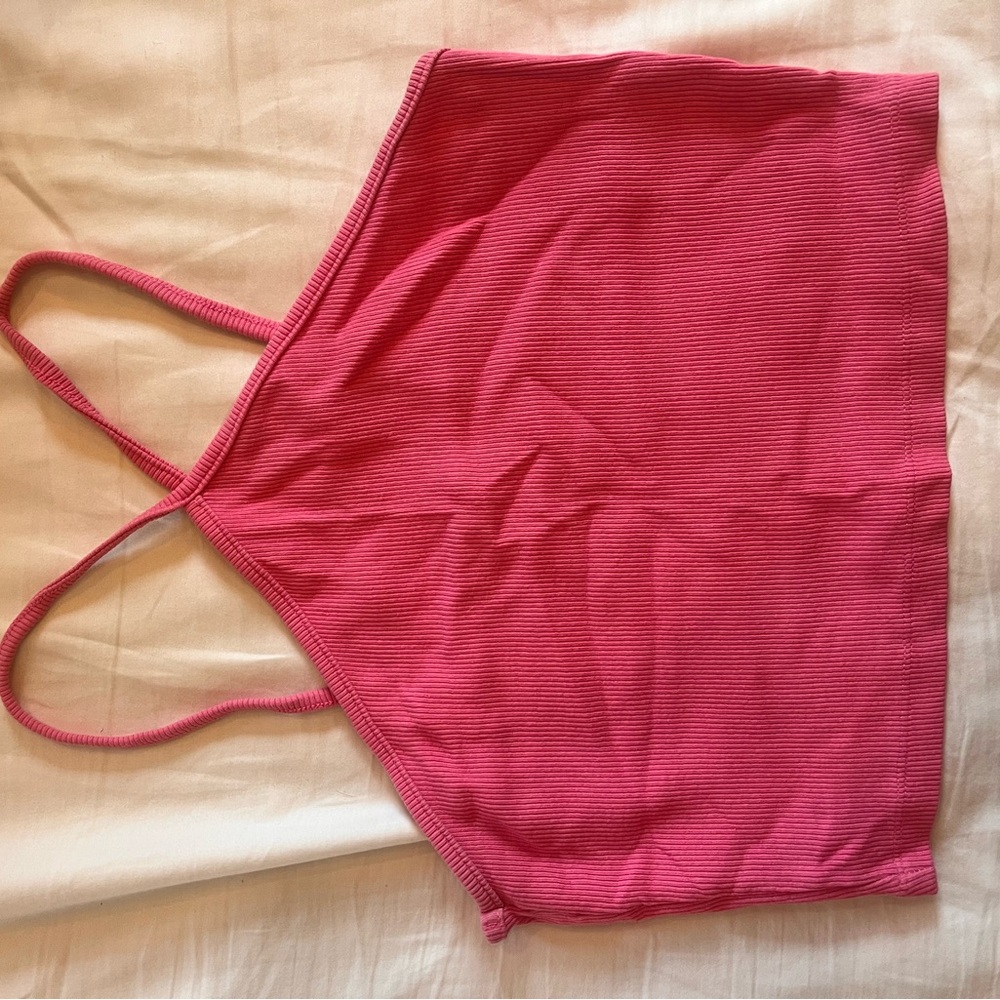 Pink Ribbed Tank Top